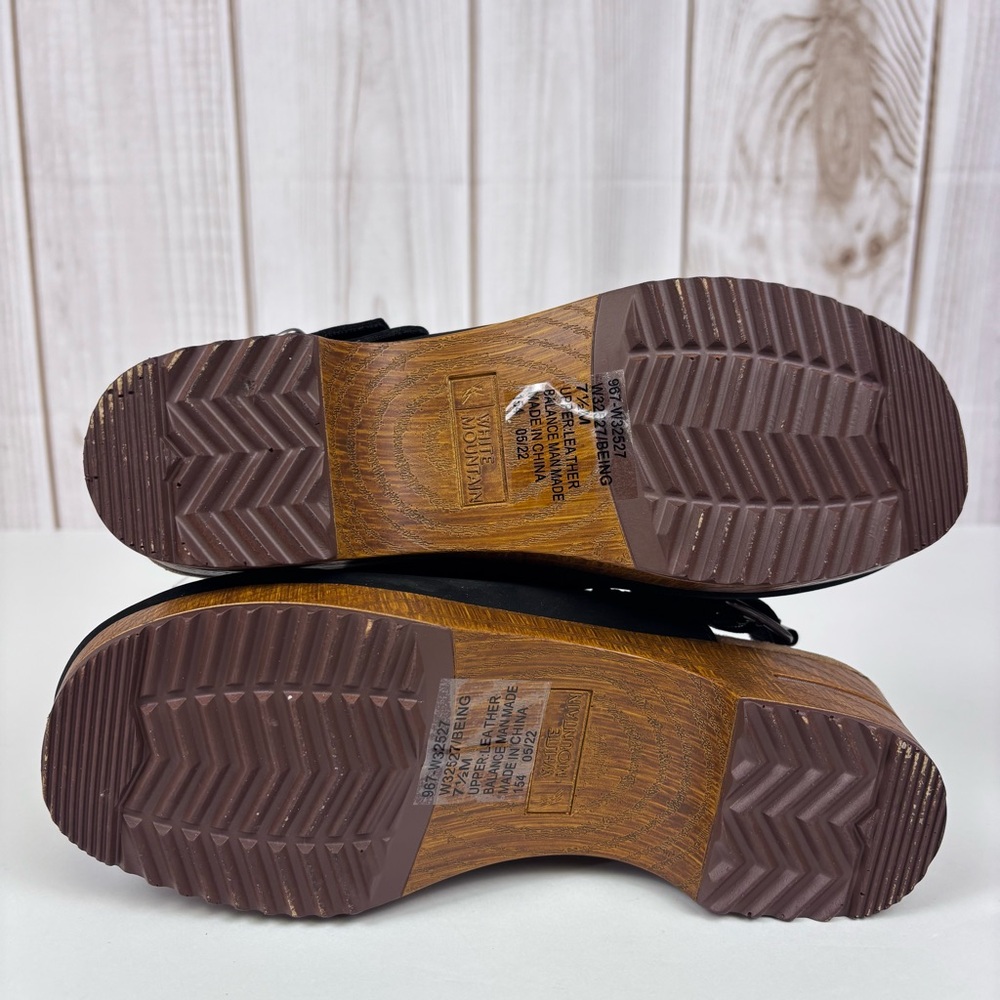 White Mountain Being Leather Platform Slingback Clogs Mules Adjustable Strap 7.5 - Picture 12 of 16